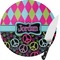 Harlequin & Peace Signs Round Glass Cutting Board - Small (Personalized)