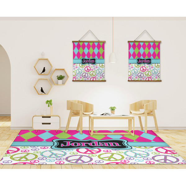 Harlequin & Peace Signs 8'x10' Indoor Area Rugs - IN CONTEXT