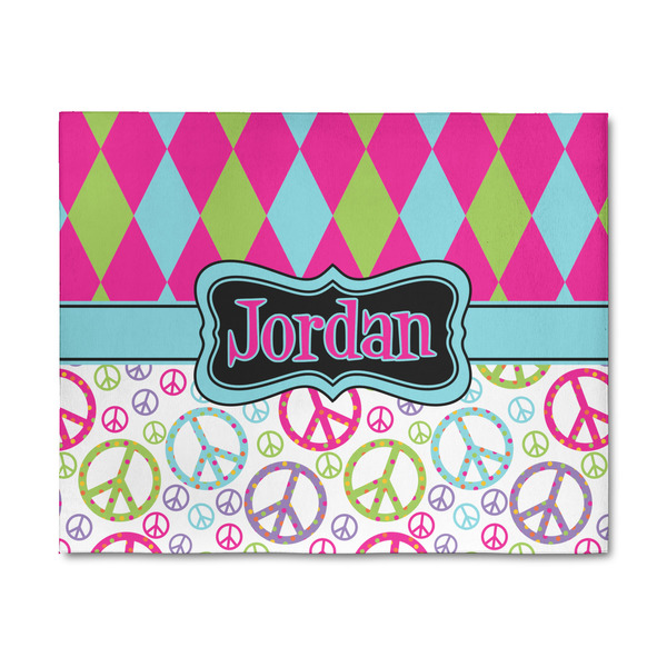 Custom Harlequin & Peace Signs 8' x 10' Patio Rug (Personalized)