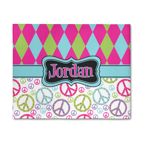 Custom Harlequin & Peace Signs 8' x 10' Patio Rug (Personalized)