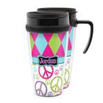 Harlequin & Peace Signs Acrylic Travel Mug (Personalized)