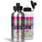 Harlequin & Peace Signs Aluminum Water Bottles - MAIN (white &silver)