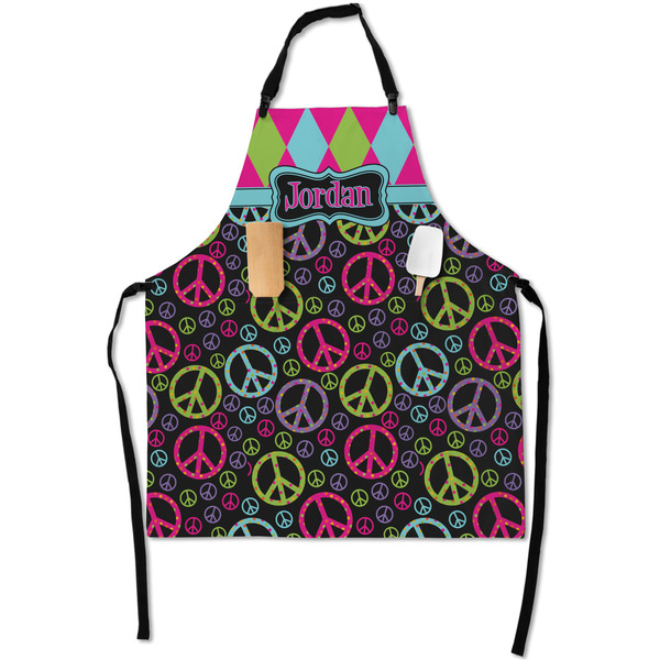 Custom Harlequin & Peace Signs Apron With Pockets w/ Name or Text