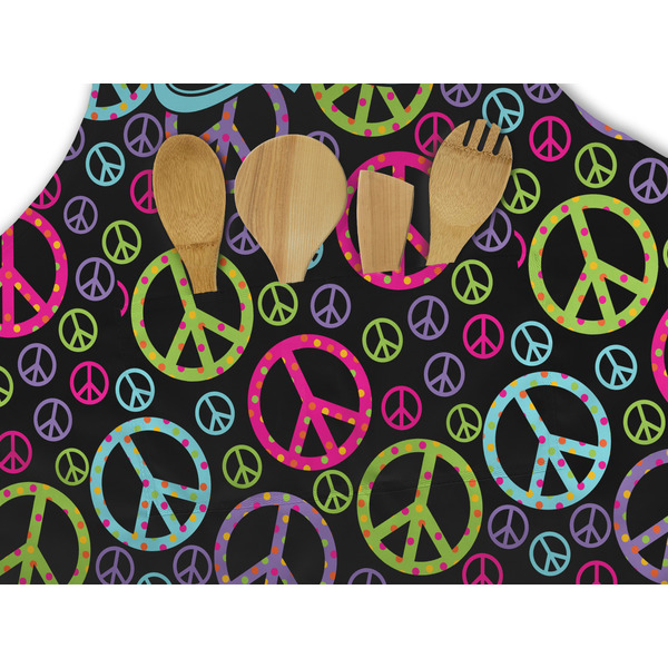 Harlequin & Peace Signs Apron - Pocket Detail with Props