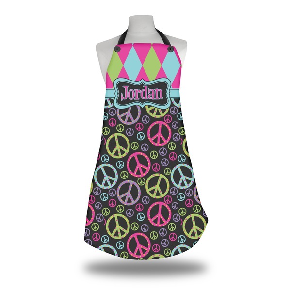 Custom Harlequin & Peace Signs Apron w/ Name or Text