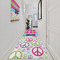 Harlequin & Peace Signs Area Rug Sizes - In Context (vertical)