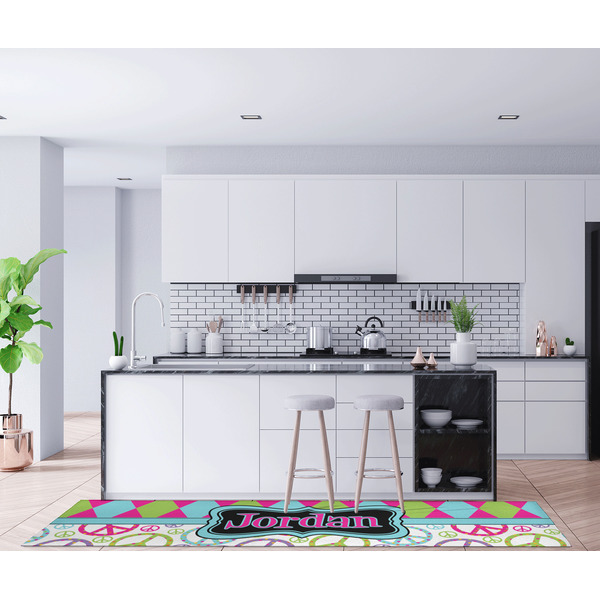 Harlequin & Peace Signs Area Rug Sizes