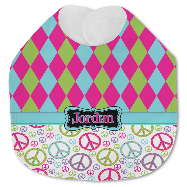 Harlequin & Peace Signs Baby Bib - AFT closed