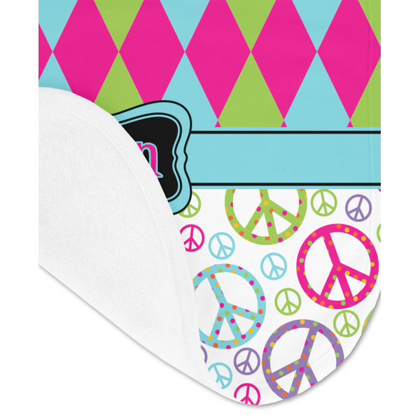 Harlequin & Peace Signs Baby Bib - AFT detail