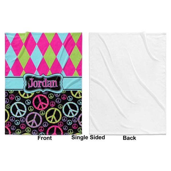 Harlequin & Peace Signs Baby Blanket (Single Side - Printed Front, White Back)