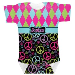 Harlequin & Peace Signs Baby Bodysuit (Personalized)