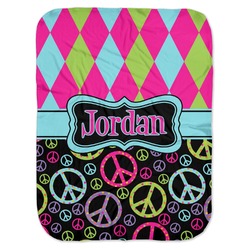 Harlequin & Peace Signs Baby Swaddling Blanket (Personalized)