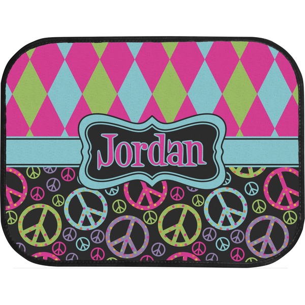 Harlequin & Peace Signs Custom Car Floor Mats (Back Seat)