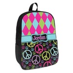 Harlequin & Peace Signs Kids Backpack (Personalized)