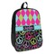 Harlequin & Peace Signs Backpack - angled view