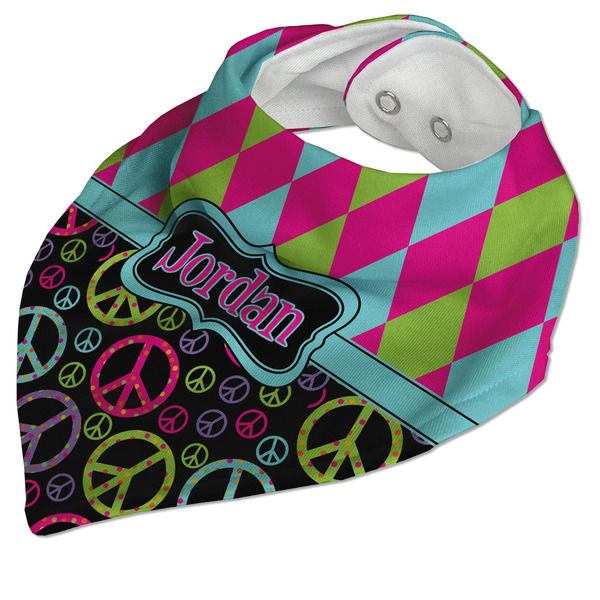 Harlequin & Peace Signs Bandana Closed