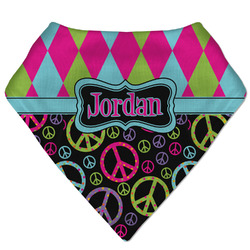 Harlequin & Peace Signs Bandana Bib (Personalized)