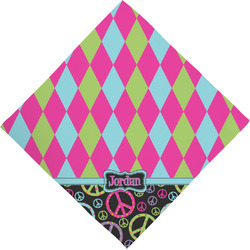 Harlequin & Peace Signs Dog Bandana Scarf w/ Name or Text