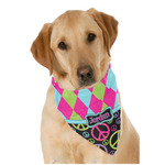 Harlequin & Peace Signs Dog Bandana Scarf w/ Name or Text