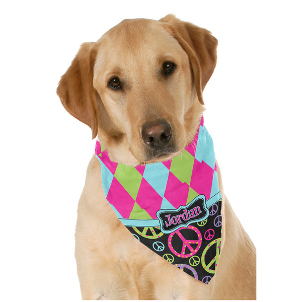 Custom Harlequin & Peace Signs Dog Bandana Scarf w/ Name or Text