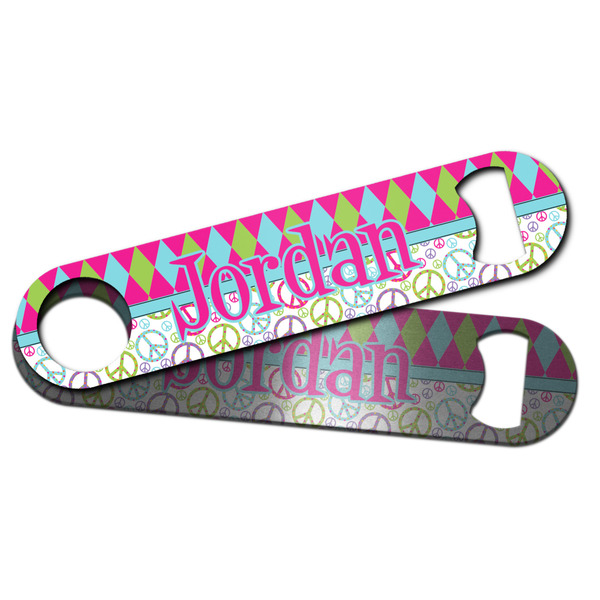 Harlequin & Peace Signs Bar Bottle Opener - Main