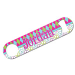 Harlequin & Peace Signs Bar Bottle Opener - White w/ Name or Text