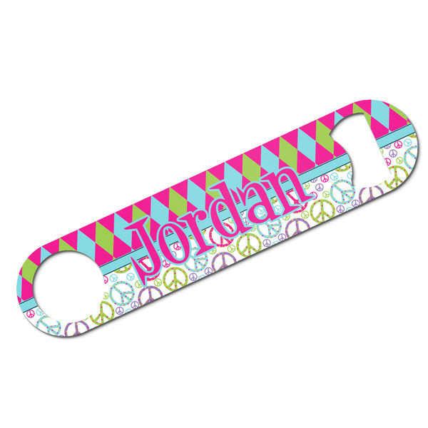 Custom Harlequin & Peace Signs Bar Bottle Opener w/ Name or Text
