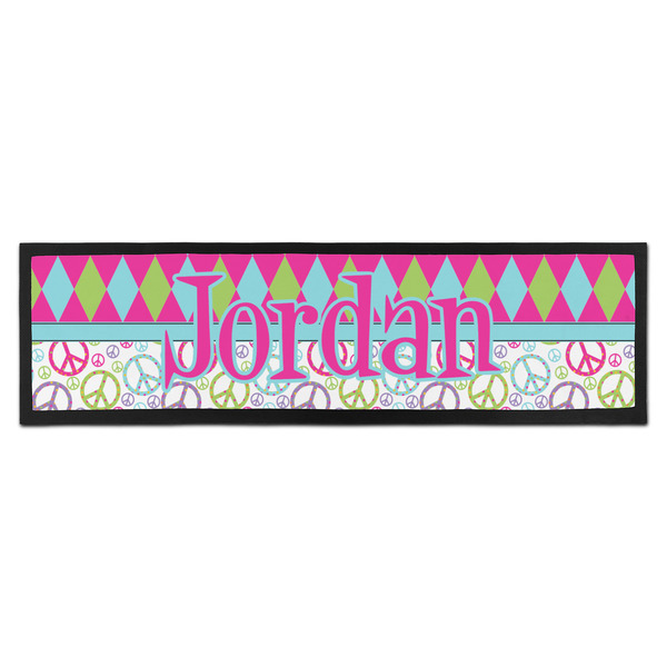 Custom Harlequin & Peace Signs Bar Mat - Large (Personalized)