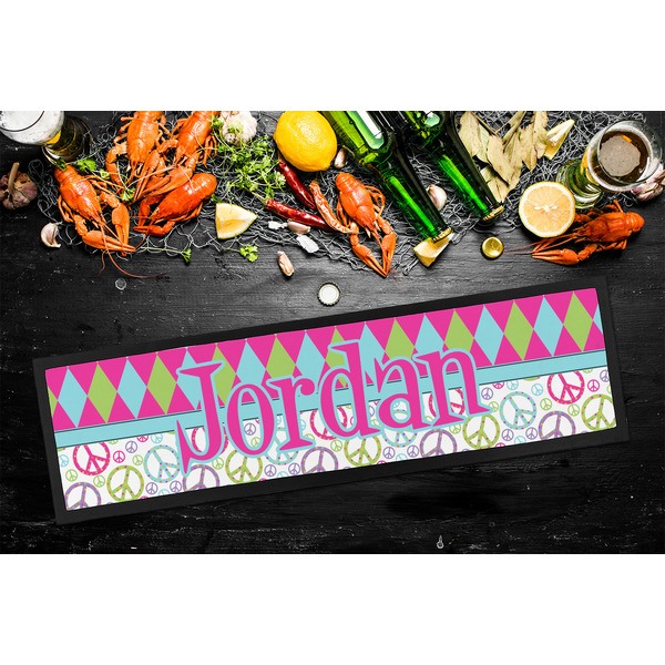 Harlequin & Peace Signs Bar Mat - Large - LIFESTYLE