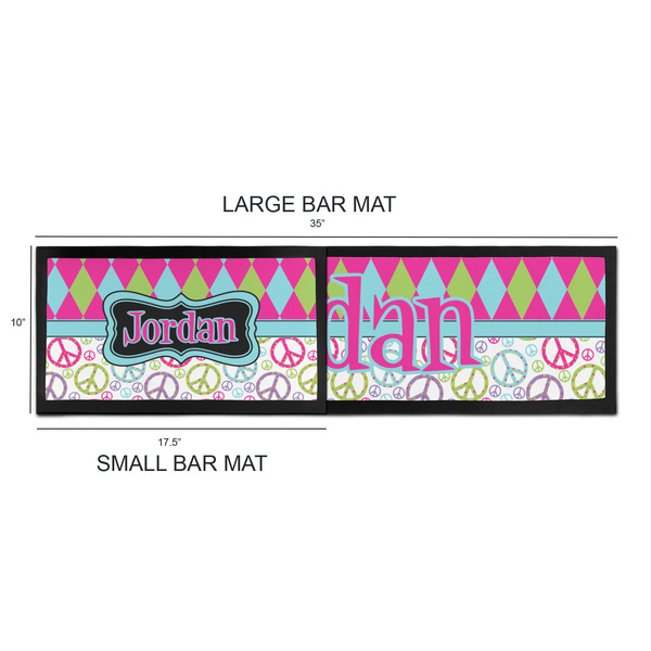 Harlequin & Peace Signs Bar Mats - Sizing Chart