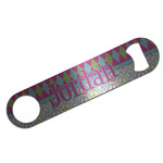 Harlequin & Peace Signs Bar Bottle Opener - Silver w/ Name or Text