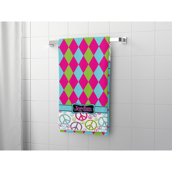 Harlequin & Peace Signs Bath Towel - LIFESTYLE