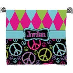 Harlequin & Peace Signs Bath Towel (Personalized)