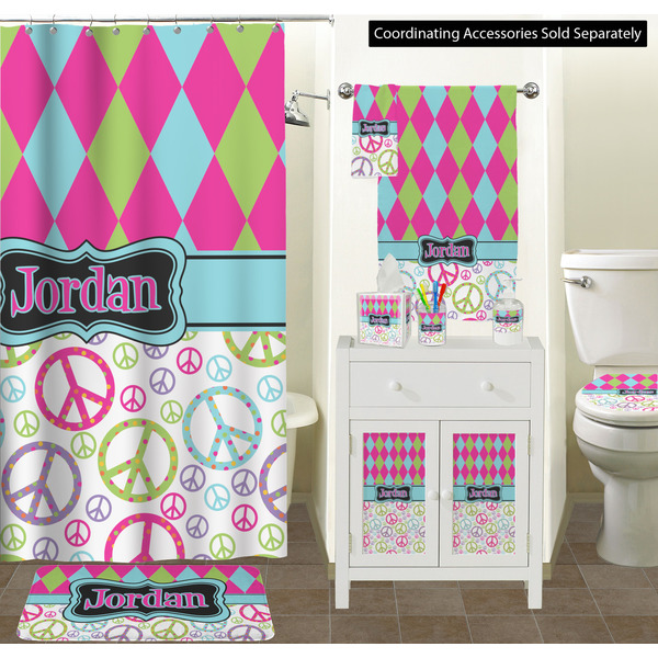 Harlequin & Peace Signs Bathroom Scene