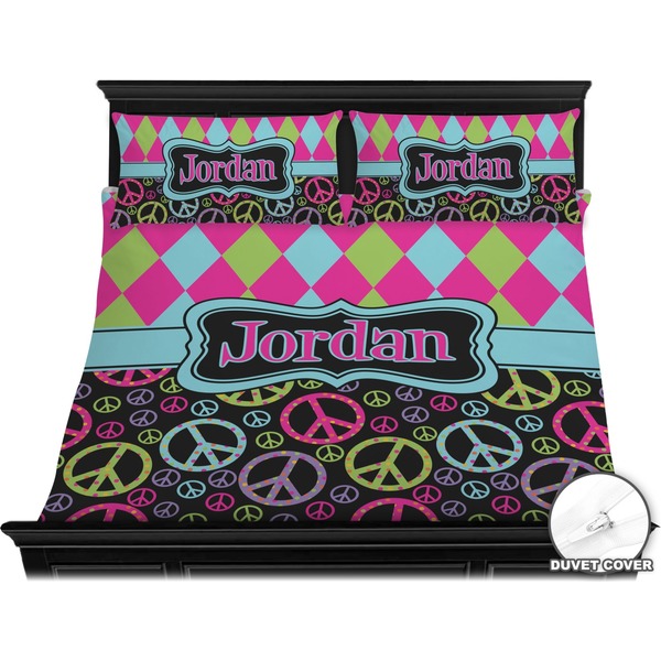 Harlequin & Peace Signs Bedding Set (King) - Duvet