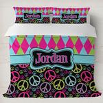 Harlequin & Peace Signs Duvet Cover Set - King (Personalized)