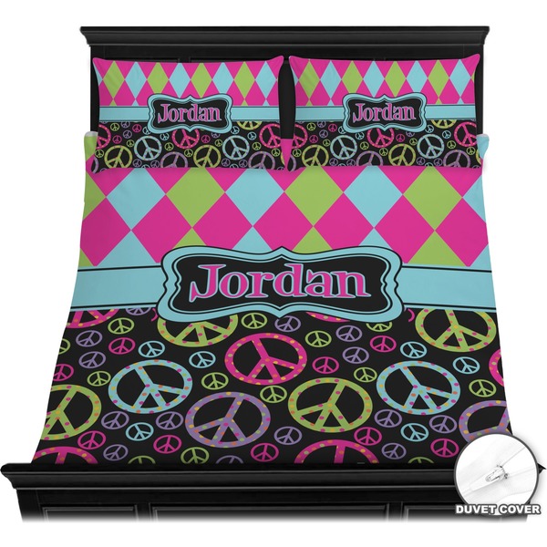 Harlequin & Peace Signs Bedding Set (Queen) - Duvet