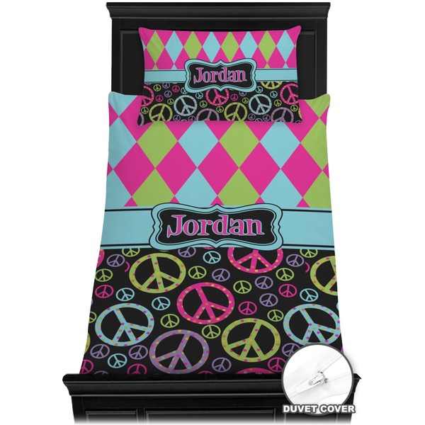 Harlequin & Peace Signs Bedding Set (Twin) - Duvet