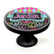 Harlequin & Peace Signs Black Custom Cabinet Knob (Side)