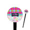 Harlequin & Peace Signs 4" Round Plastic Food Picks - Black - Single Sided (Personalized)