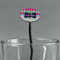Harlequin & Peace Signs Black Plastic 7" Stir Stick - Oval - Main