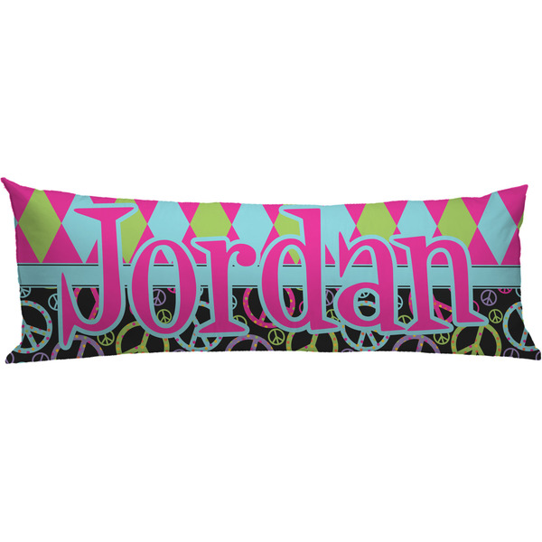 Custom Harlequin & Peace Signs Body Pillow Case (Personalized)
