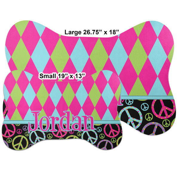 Harlequin & Peace Signs Bone Shaped Mat Comparison