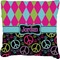 Harlequin & Peace Signs Faux-Linen Throw Pillow 20" (Personalized)