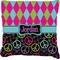 Harlequin & Peace Signs Faux-Linen Throw Pillow 26" (Personalized)