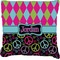 Harlequin & Peace Signs Faux-Linen Throw Pillow (Personalized)