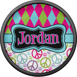 Harlequin & Peace Signs Cabinet Knob (Black) (Personalized)