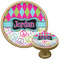 Harlequin & Peace Signs Cabinet Knob - Gold - Multi Angle