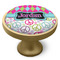 Harlequin & Peace Signs Cabinet Knob - Gold - Side