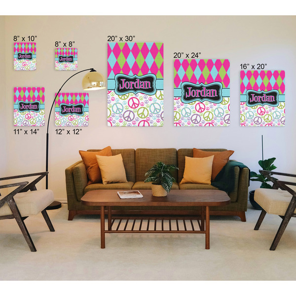 Harlequin & Peace Signs Canvas Prints - Multiple Sizes